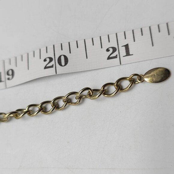 Gold Tone Flower Necklace Earrings Set Clear Rhinestone Adjustable Chain - Picture 11 of 11